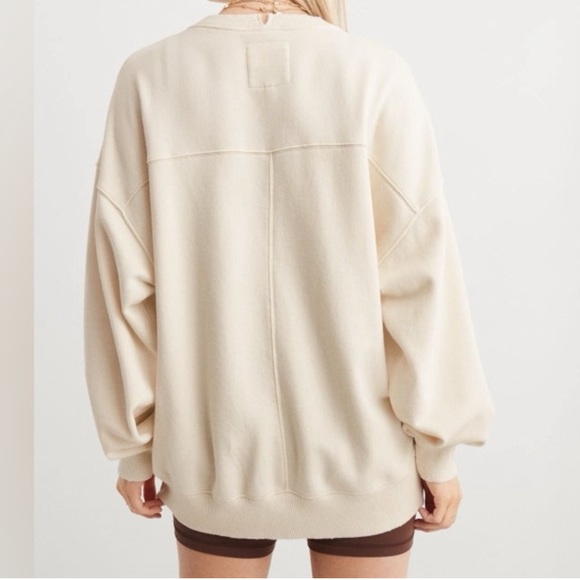 Aerie Oversized Cream and Orange Long Sleeve Hoodie - PRELOVED - Picture 2 of 11